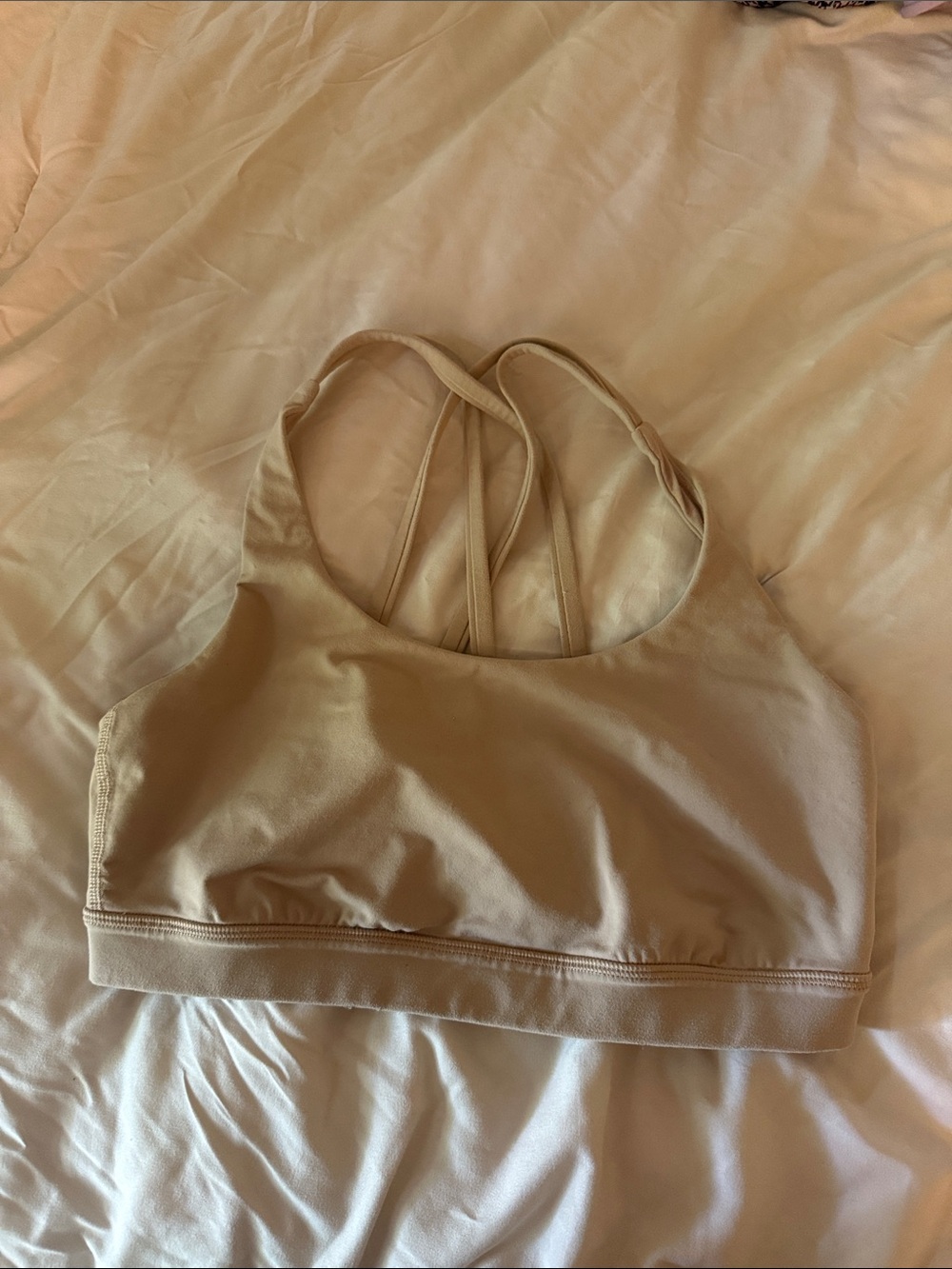 Neutral Beige Strappy Sports Bra -